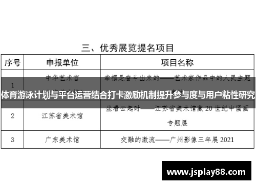 体育游泳计划与平台运营结合打卡激励机制提升参与度与用户粘性研究